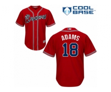 Atlanta Braves #18 Matt Adams Replica Red Alternate Cool Base MLB Jersey