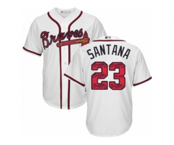 Atlanta Braves #23 Danny Santana Authentic White Team Logo Fashion Cool Base MLB Jersey