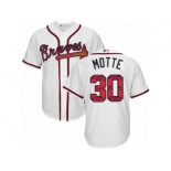 Atlanta Braves #30 Jason Motte Authentic White Team Logo Fashion Cool Base MLB Jersey