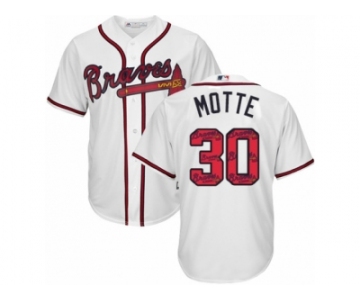 Atlanta Braves #30 Jason Motte Authentic White Team Logo Fashion Cool Base MLB Jersey