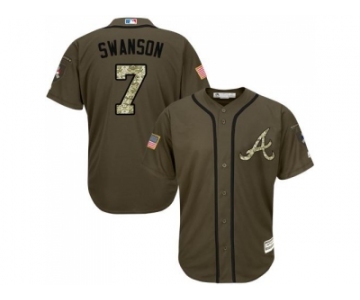 Atlanta Braves #7 Dansby Swanson Green Salute to Service Stitched MLB Jersey