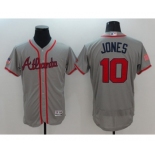 Men Atlanta Braves #10 Chipper Jones Gray Stars & Stripes 2016 Independence Day Flex Base Jersey