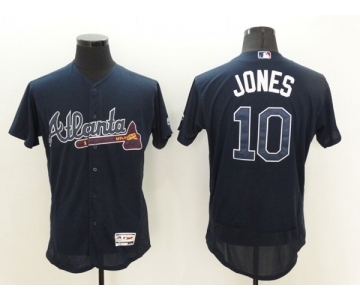 Men Atlanta Braves #10 Chipper Jones Majestic Blue Flexbase Authentic Collection Player Jersey