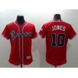 Men Atlanta Braves #10 Chipper Jones Majestic Red Flexbase Authentic Collection Player Jersey