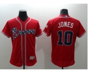 Men Atlanta Braves #10 Chipper Jones Majestic Red Flexbase Authentic Collection Player Jersey