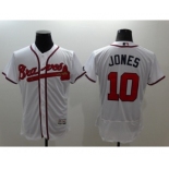 Men Atlanta Braves #10 Chipper Jones Majestic White Flexbase Authentic Collection Player Jersey