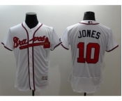 Men Atlanta Braves #10 Chipper Jones Majestic White Flexbase Authentic Collection Player Jersey