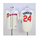 Men Atlanta Braves #24 Deion Sanders Cream New Cool Base Stitched MLB Jersey