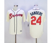 Men Atlanta Braves #24 Deion Sanders Cream New Cool Base Stitched MLB Jersey