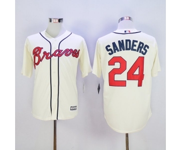 Men Atlanta Braves #24 Deion Sanders Cream New Cool Base Stitched MLB Jersey