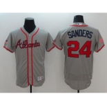 Men Atlanta Braves #24 Deion Sanders Gray Stars & Stripes 2016 Independence Day Flex Base Jersey