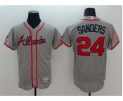 Men Atlanta Braves #24 Deion Sanders Gray Stars & Stripes 2016 Independence Day Flex Base Jersey