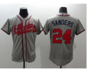 Men Atlanta Braves #24 Deion Sanders Majestic Gray Flexbase Authentic Collection Player Jersey