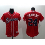 Men Atlanta Braves #24 Deion Sanders Majestic Red Flexbase Authentic Collection Player Jersey