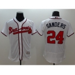 Men Atlanta Braves #24 Deion Sanders Majestic White Flexbase Authentic Collection Player Jersey