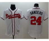 Men Atlanta Braves #24 Deion Sanders Majestic White Flexbase Authentic Collection Player Jersey