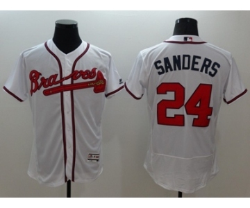 Men Atlanta Braves #24 Deion Sanders Majestic White Flexbase Authentic Collection Player Jersey