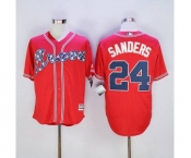 Men Atlanta Braves #24 Deion Sanders Red New Cool Base Stitched MLB Jersey