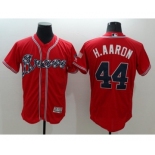 Men Atlanta Braves #44 Hank Aaron Majestic Red Flexbase Authentic Collection Player Jersey