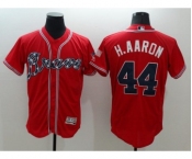 Men Atlanta Braves #44 Hank Aaron Majestic Red Flexbase Authentic Collection Player Jersey