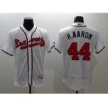 Men Atlanta Braves #44 Hank Aaron Majestic White Flexbase Authentic Collection Player Jersey