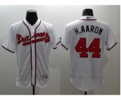 Men Atlanta Braves #44 Hank Aaron Majestic White Flexbase Authentic Collection Player Jersey