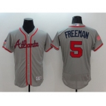 Men Atlanta Braves #5 Freddie Freeman Gray Stars & Stripes 2016 Independence Day Flex Base Jersey