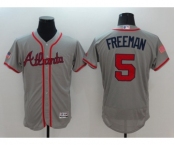 Men Atlanta Braves #5 Freddie Freeman Gray Stars & Stripes 2016 Independence Day Flex Base Jersey