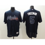 Men Atlanta Braves #5 Freddie Freeman Majestic Blue Flexbase Authentic Collection Player Jersey