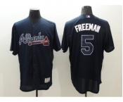 Men Atlanta Braves #5 Freddie Freeman Majestic Blue Flexbase Authentic Collection Player Jersey