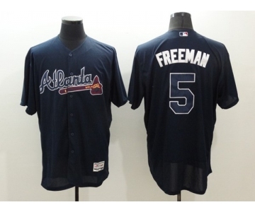 Men Atlanta Braves #5 Freddie Freeman Majestic Blue Flexbase Authentic Collection Player Jersey