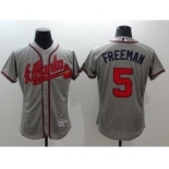 Men Atlanta Braves #5 Freddie Freeman Majestic Gray Flexbase Authentic Collection Player Jersey