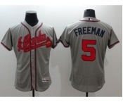 Men Atlanta Braves #5 Freddie Freeman Majestic Gray Flexbase Authentic Collection Player Jersey