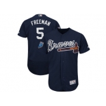 Men Atlanta Braves #5 Freddie Freeman Majestic Navy 2018 Spring Training Flex Base Player Jersey