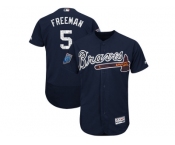 Men Atlanta Braves #5 Freddie Freeman Majestic Navy 2018 Spring Training Flex Base Player Jersey