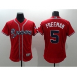 Men Atlanta Braves #5 Freddie Freeman Majestic Red Flexbase Authentic Collection Player Jersey