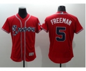 Men Atlanta Braves #5 Freddie Freeman Majestic Red Flexbase Authentic Collection Player Jersey