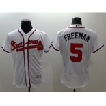 Men Atlanta Braves #5 Freddie Freeman Majestic White Flexbase Authentic Collection Player Jersey