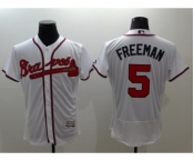 Men Atlanta Braves #5 Freddie Freeman Majestic White Flexbase Authentic Collection Player Jersey