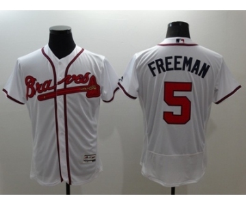 Men Atlanta Braves #5 Freddie Freeman Majestic White Flexbase Authentic Collection Player Jersey