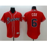 Men Atlanta Braves #6 Bobby Cox Majestic Red Flexbase Authentic Collection Player Jersey