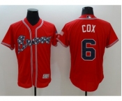 Men Atlanta Braves #6 Bobby Cox Majestic Red Flexbase Authentic Collection Player Jersey