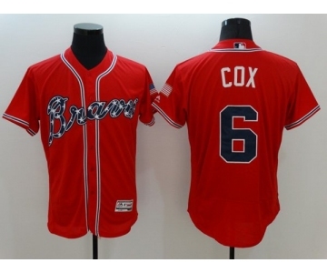 Men Atlanta Braves #6 Bobby Cox Majestic Red Flexbase Authentic Collection Player Jersey