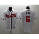 Men Atlanta Braves #6 Bobby Cox Majestic White Flexbase Authentic Collection Player Jersey