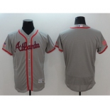 Men Atlanta Braves Blank Majestic Gray 2016 Independence Day Stars & Stripes Flex Base Team Jersey