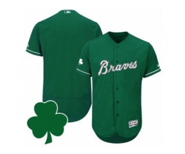 Men Atlanta Braves St. Patricks Day Balnk Green Celtic Flexbase Authentic Collection Jersey