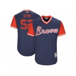 Men's 2017 Little League World Series Braves #52 Jose Ramirez Rami Navy Jersey