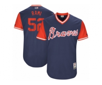 Men's 2017 Little League World Series Braves #52 Jose Ramirez Rami Navy Jersey