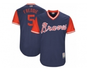 Men's 2017 Little League World Series Braves Freddie Freeman #5 Freddie Navy Jersey