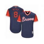 Men's 2017 Little League World Series Braves Jace Peterson #8 Petey Navy Jersey